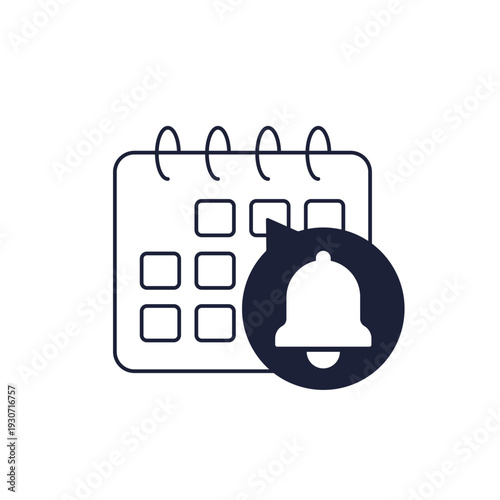 calendar and bell icon on white