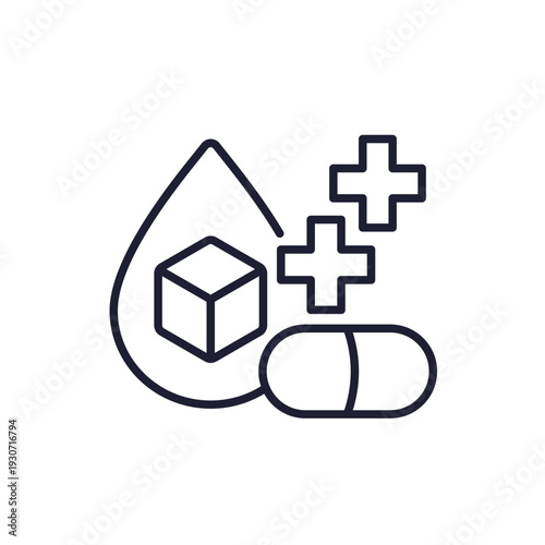 diabetes pills line icon, blood sugar medications