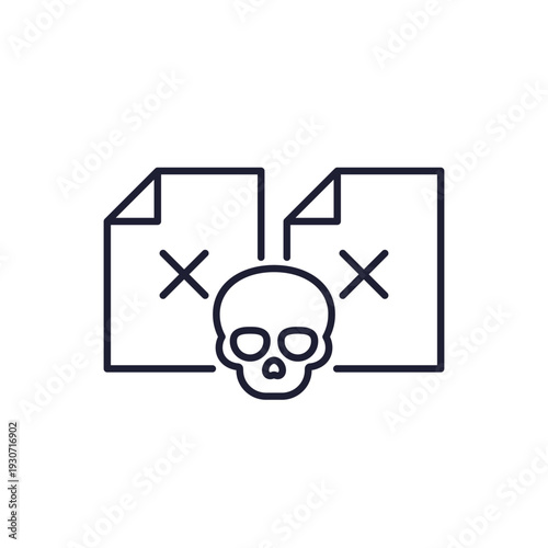 infected files line icon on white