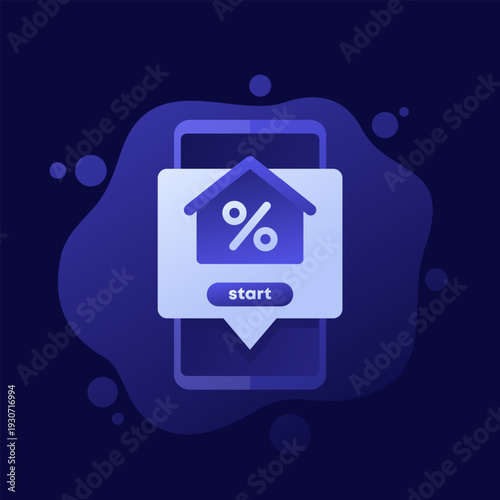 mortgage calculator app, vector design with a phone