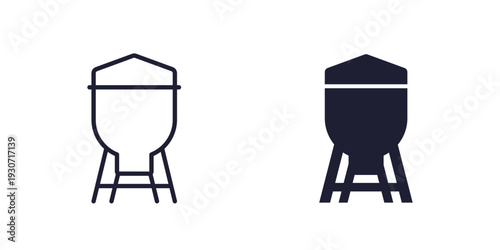 silo, grain storage icon, line and solid design