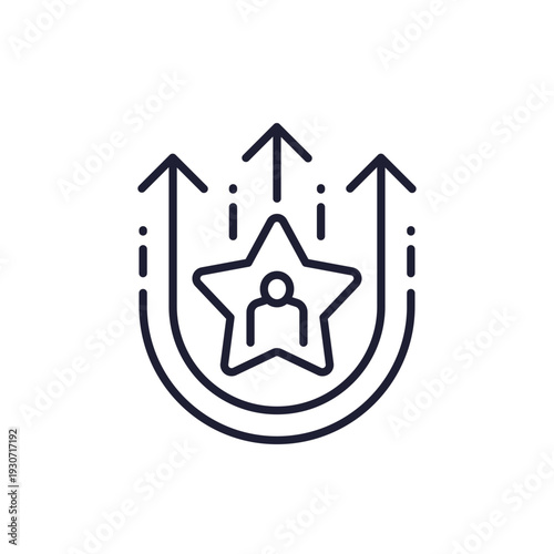 talent, employee recognition line icon with a star