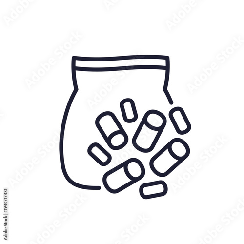 wood pellets bag icon, line design on white