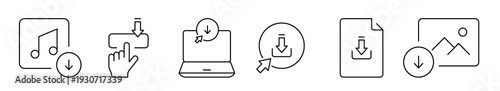 set of download icon collection download file cloud 