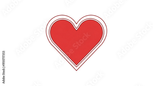 Red Heart Icon Illustration on a Simple Background from a Direct Viewpoint