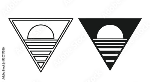 Minimalist triangle designs with sunset motifs a striking silhouette