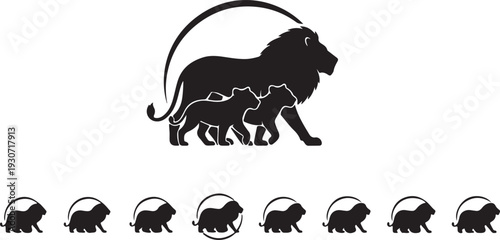 Lion roaring silhouette animal illustration vector, lion vector illustration