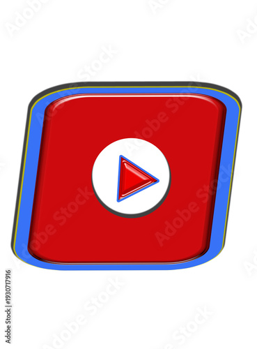 Free Download Modern Red Play Button UI Icon Isolated on Transparent Background - GFXLoad