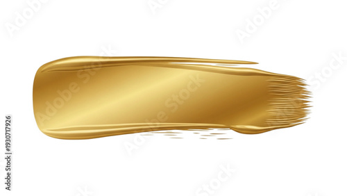 Golden paint stroke isolated on a white background from a top viewpoint