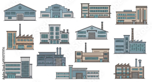 Industrial Buildings and Factories Illustration.