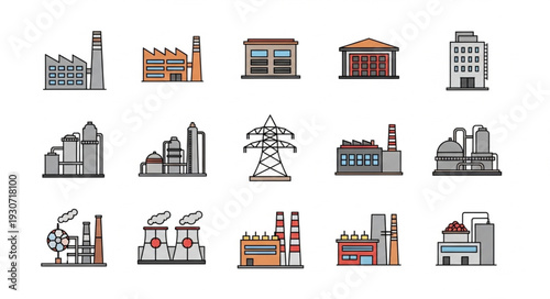 Industrial Buildings and Factories Illustration.