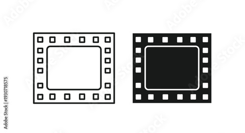 Two filmstrips with empty frames a graphic design silhouette