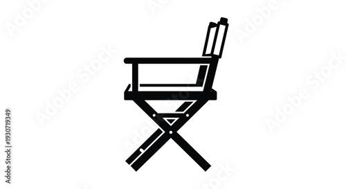A black silhouette of a director s chair against a white background silhouette