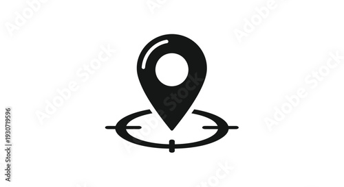 Black map marker icon with a circular void simple silhouette