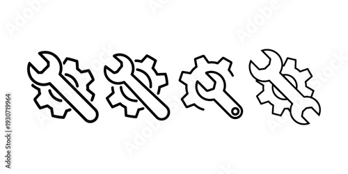Wrench and gear icons, tools and mechanics, repair and service, engineering and industry
