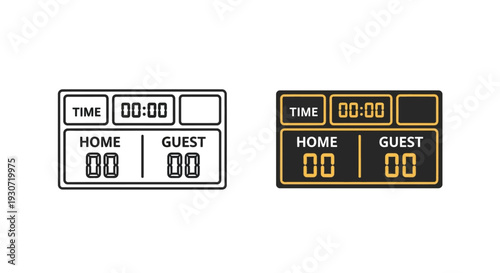 Two scoreboard designs displaying zero with a dark silhouette