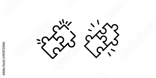 Puzzle pieces connecting and fitting together icon for problem solving solution and teamwork concept illustration
