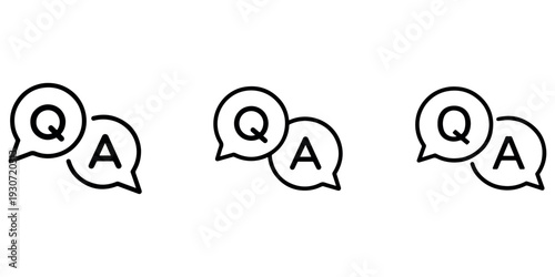 Question and answer or frequently asked questions speech bubble line art icon for apps and websites. asking and communication concept