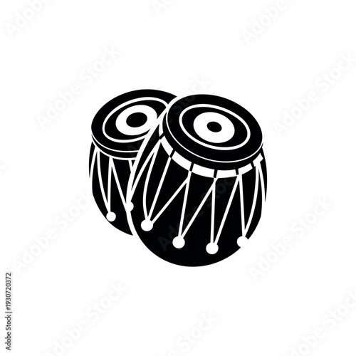 Indian classical musical instrument tabla drums vector icon for music related design
