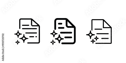 Smart document file icons with magic stars representing artificial intelligence writing assistance and automated content generation for business productivity