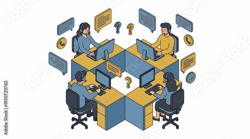 Four Professionals Using Computers to Spark Innovation in a Creative Tech Workspace