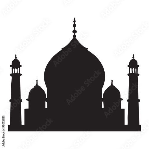 Classic dome of Taj Mahal black silhouette vector icon