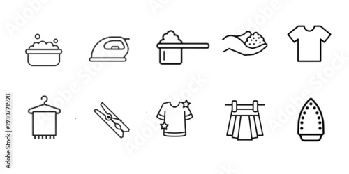 Laundry Line Icon Set