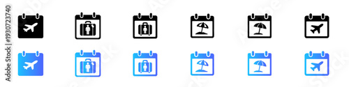 Travel and Vacation Planning Calendar Icons Set