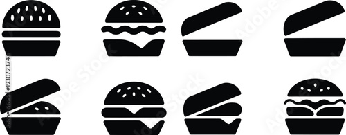 Collection of black and white illustrations of winter mittens