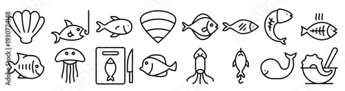  pack of freshwater food icon vectors