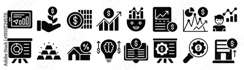  pack of modern investment glyph vectors