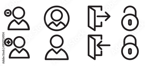 professional user authentication line icon set essential for