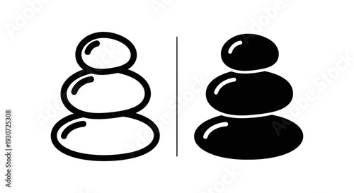 Stack of zen stones icon in outline and filled versions, representing balance, meditation, and spa.