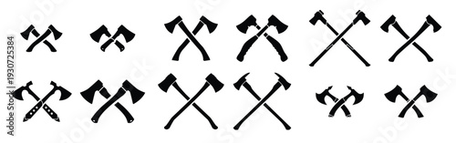 set of wooden axe crossed element illustration fit for