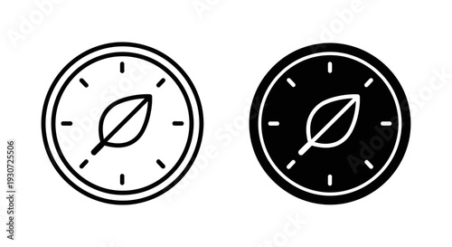 Compass with Leaf Icon, indicating natural direction and eco-friendly navigation