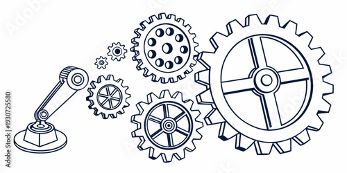 Intricate mechanical gears and a projector lens in a circular arrangement