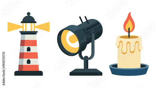 A flat, minimalist illustration of three objects arranged horizontally (2)_traced