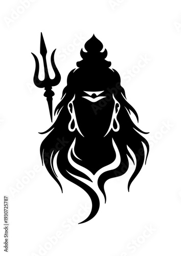 Lord Shiva Silhouette with Trident