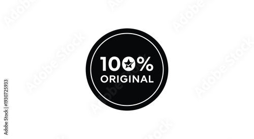 A black circular graphic displays 100 original in white text creating a bold striking silhouette high quality professional detailed modern elegant