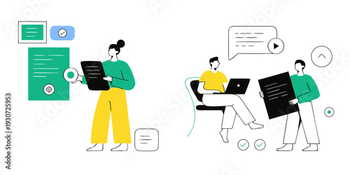 Collaborative team of developers working on a project together in an office environment.