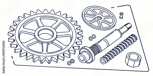 Detailed illustration of a mechanical gear assembly with various components