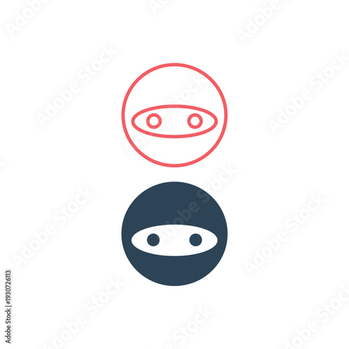 Ninja warrior icons set. Simple serious ninja head logo.