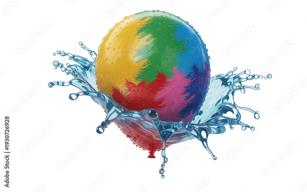 Naklejka premium Vibrant colorful ball splashing in water with dynamic liquid movement