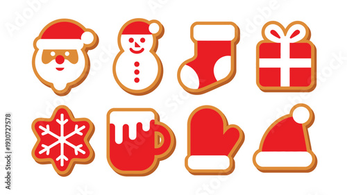 A collection of christmas-themed gingerbread cookies with various festive designs.