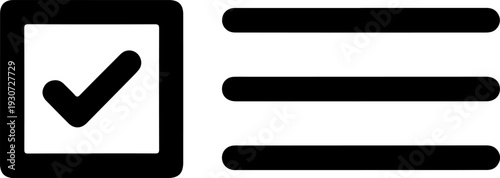 A checkmark inside a square with three horizontal lines to the right.