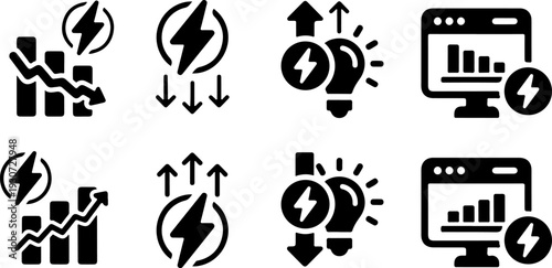 Icons representing various aspects of business and technology
