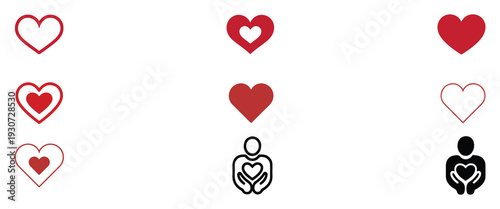 Heart Care and Charity Icon Set. vector illustration eps 10