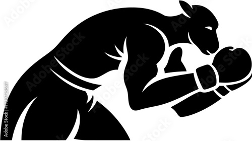 Silhouetted image depicts a boxer in a defensive pose, ready to strike with boxing gloves