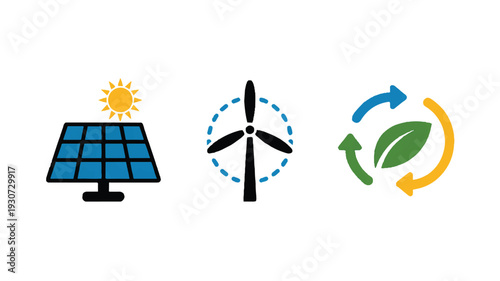 A minimalist icon set of three renewable energy symbols on a white background (4)_traced