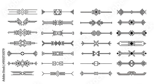 Collection of Decorative Geometric Line Dividers and Ornaments.